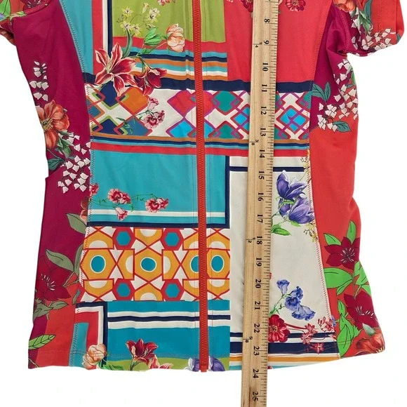 Johnny Was California Nanya Surf Full Zip Shirt Boho Patchwork Womens Medium